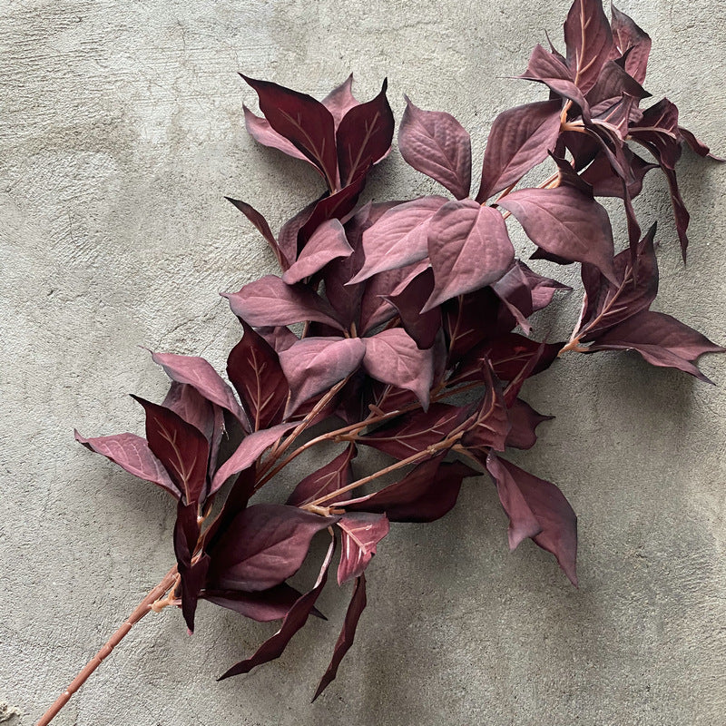Single Stem Faux Hazel Leaf, 100cm Long, Velvet Fabric, Perfect for Weddings, Home Decor, and Commercial Displays