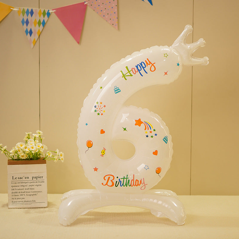 Bulk 10 pcs 42-inch White Crown Foil Number Balloons - for Birthday Party Decorations and Photo Props Wholesale