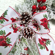 Artificial Christmas Wreaths with Red Berries, Cedar, Pinecones, Cardinal Ornament – Bulk Holiday Door Wall Decor