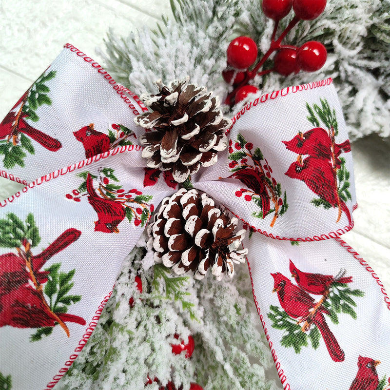 Artificial Christmas Wreaths with Red Berries, Cedar, Pinecones, Cardinal Ornament – Bulk Holiday Door Wall Decor