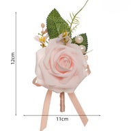 Premium 6 Pcs Men's Boutonniere High Quality Silk Rose Wedding Groomsmen Corsage Prom Anniversary Events Durable Floral Accessories