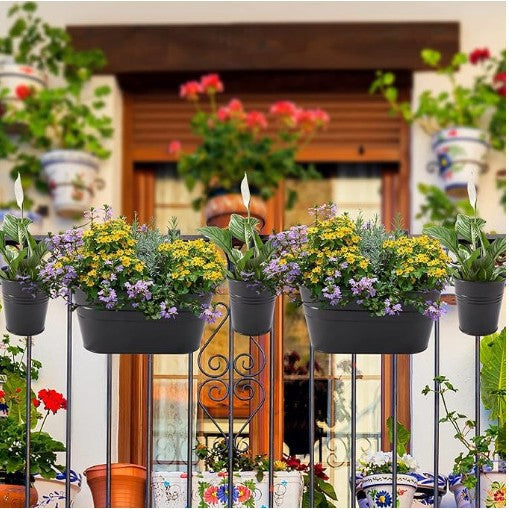 Premium Metal Wall Planters 4 Pack Large Hanging Flower Pots with Adjustable Hooks for Balcony Garden Patio Indoor Outdoor Decor