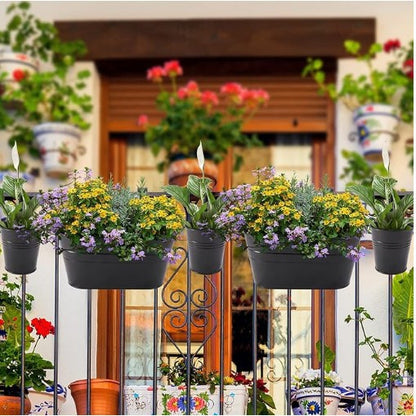 Premium Metal Wall Planters 4 Pack Large Hanging Flower Pots with Adjustable Hooks for Balcony Garden Patio Indoor Outdoor Decor