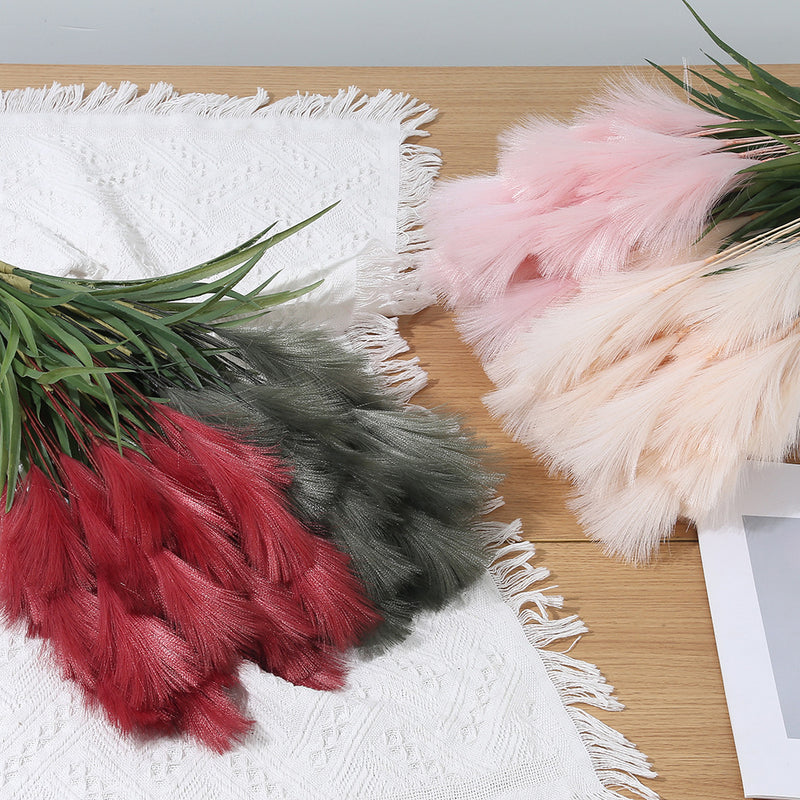 20" Artificial Pampas Grass Stem, Single Feather Reed Stem for Wedding Centerpieces & Home Decor, Realistic Faux Silk Pampas