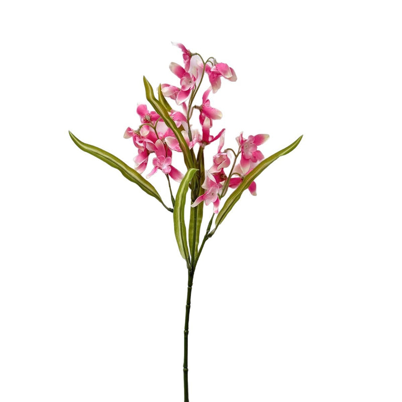 Artificial Orchid Bush, Small Cymbidium, 20" Tall, Silk-Like Fabric, Modern Style, for Wedding, Home, Office Decor