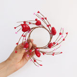 Valentine's Day Heart Candle Ring - Berry Decor for Candle Holders & Lanterns | As Pictured