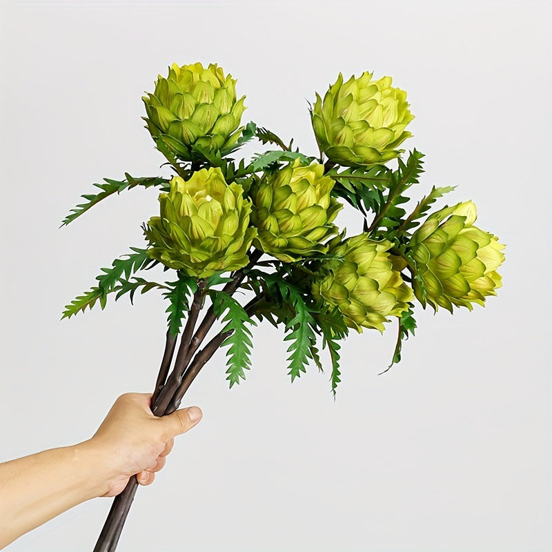Artificial Bromeliad Stem, Single Tropical Floral Spray, 16" Tall for Home Decor, Wedding & Event Styling