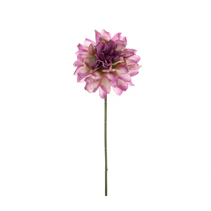 Artificial Dahlia Single Stem, 1 Bloom Faux Silk Flower with Scorched Edge Petals, for Wedding, Home & Window Display
