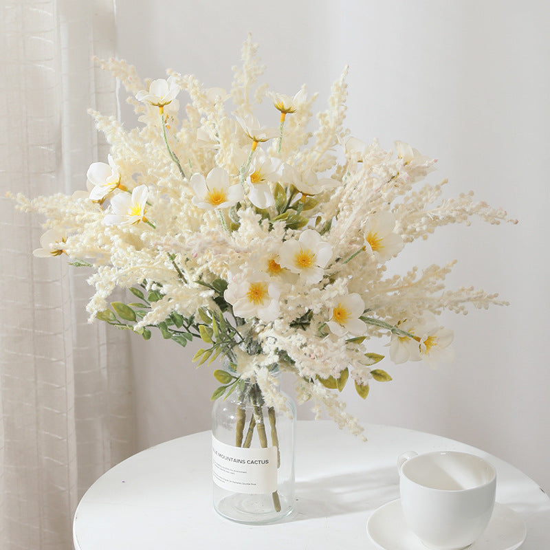 Artificial Wildflower Bush with 7 Blooms, 14" Tall, Silk-Like Fabric, Indoor Decor