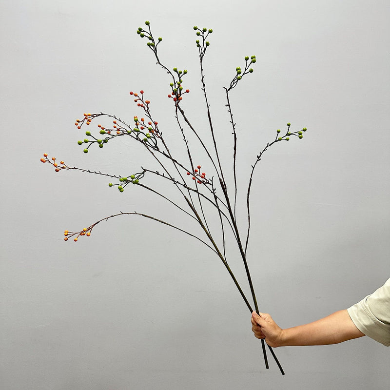 Artificial Red Berry Bush, 55" Long Faux Foam Berry Stems for Wedding Centerpieces, Home Decor, and Commercial Displays