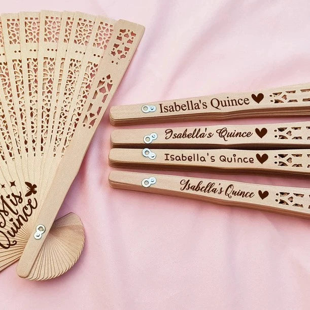 Premium 10 pcs Wedding Favor Fans Personalized Wooden Hand Fans with Engraved Text for Bridal Shower Guest Gifts Party Favors