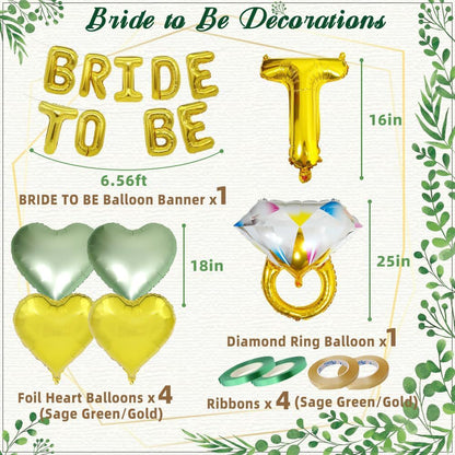 Bachelorette Party Decorations Kit - Bride to Be Balloon BannerPom Poms & Ring Balloon Set for Bachelorette Celebrations