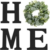 Wooden HOME Letters with Eucalyptus Wreath Farmhouse Christmas Wall Decor for Home