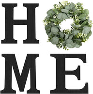 Wooden HOME Letters with Eucalyptus Wreath Farmhouse Christmas Wall Decor for Home