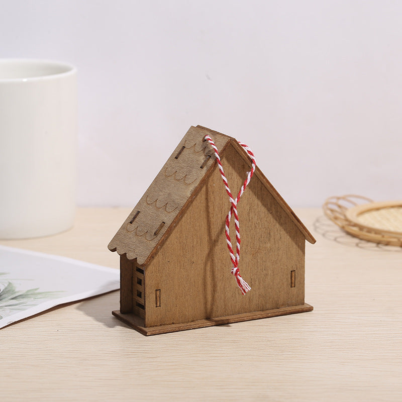10 Pcs Brown Log Cabin Hanging Ornaments Christmas Tree Decor Bulk Set