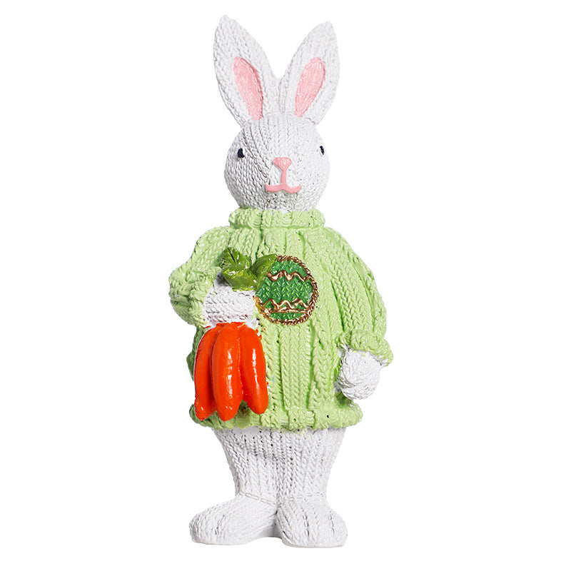 Easter Nordic Style Resin Rabbit Figurine - 5.9" Ins Trendy Sweater Bunny Decor for Party & Home (Gift Idea)