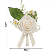 Premium 6 Pcs Men's Boutonniere High Quality Silk Rose Wedding Groomsmen Corsage Prom Anniversary Events Durable Floral Accessories