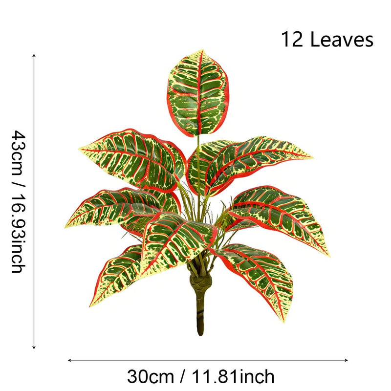 Artificial Croton Bush, 16" Height, Plastic Material, for Home Decor, Weddings, and Commercial Spaces