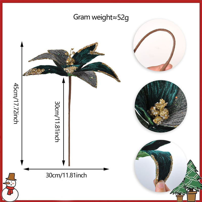 Single Stem Faux Silk Poinsettia, 11 Inches, Perfect for Holiday Decor