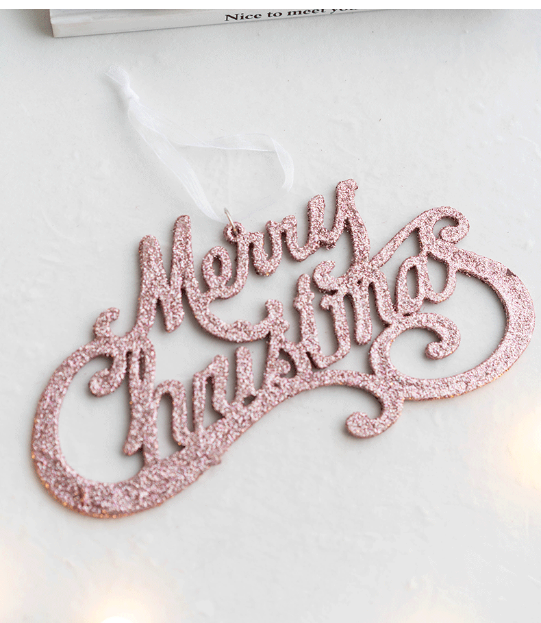Glitter Merry Christmas Word Sign Hanging Ornaments Bulk Set for Window Tree Wall Decor