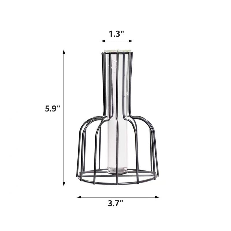 Bulk Clear Glass Test Tube Vase with Metal Frame Hollow Iron Vase for Wedding Living Room Home Table Centerpieces Decorations Wholesale