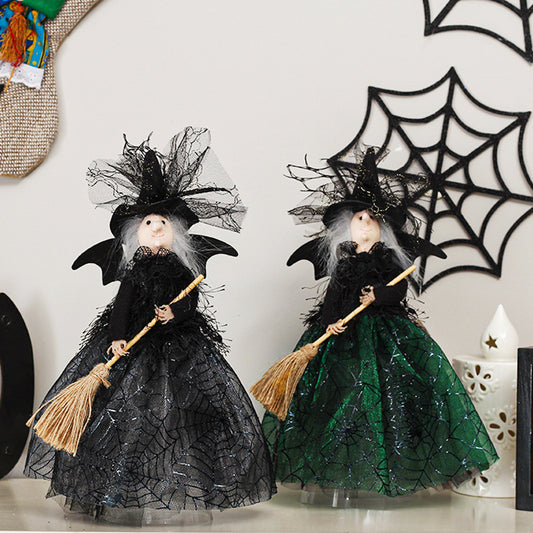 Halloween Witch Doll Tree Topper & Table Decor - 8.27"H x 11.22"W Gauze & Sequin Material Lightweight 30g