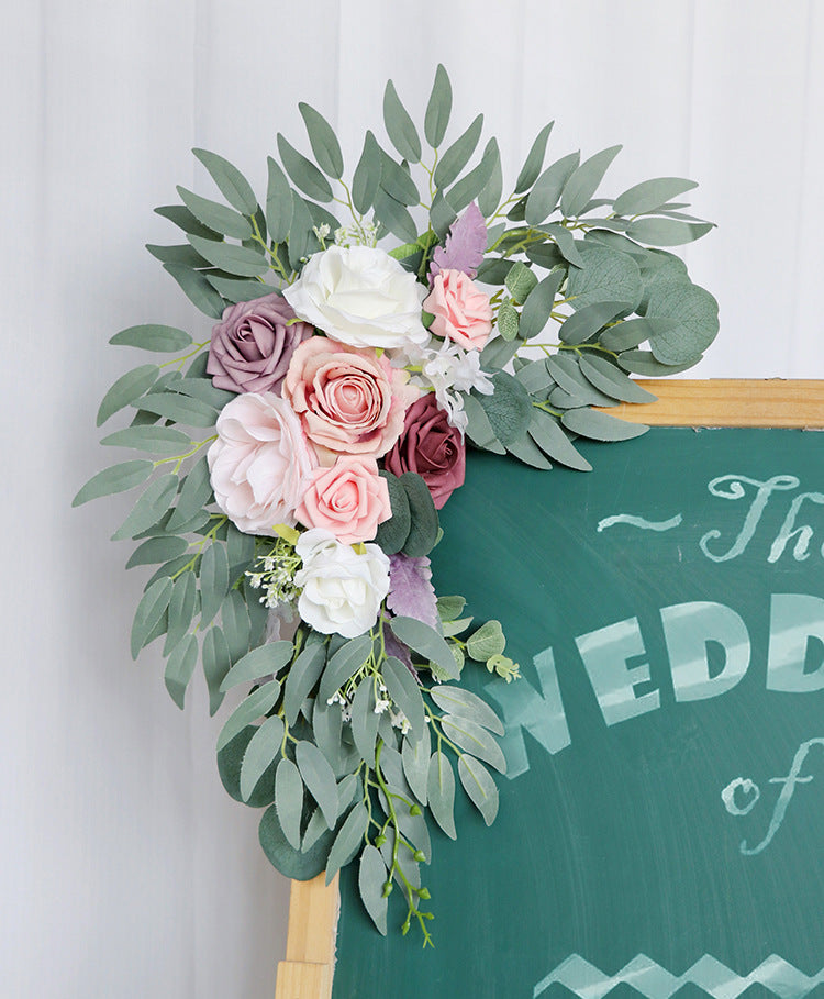2-Piece Artificial Welcoming Flowers Set for Ceremony Sign and Reception Decoration Bulk