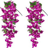 Premium 2 pcs Lifelike Silk Bougainvillea Hanging Vines - UV-Resistant Outdoor Artificial Flowers for Porch Decor Patio Balcony Accent