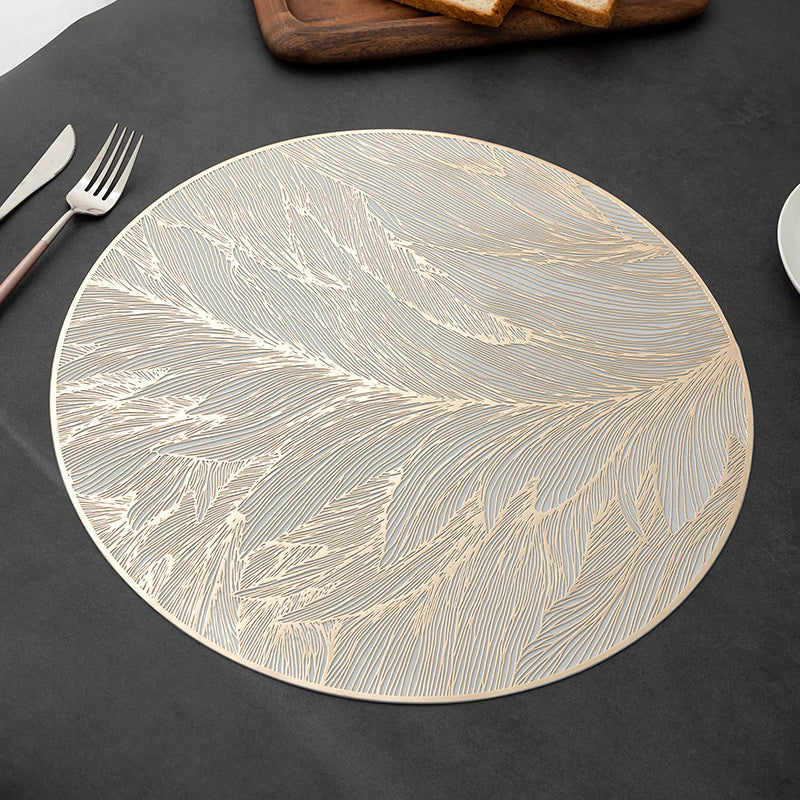 10 PCS PVC Hollow-out Gold Foil Placemats - Waterproof Oil - Proof & Heat - Insulation for Dining Table