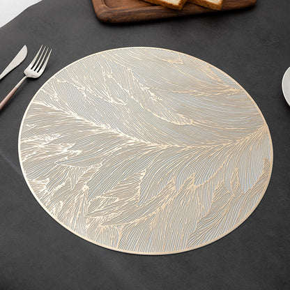 10 PCS PVC Hollow-out Gold Foil Placemats - Waterproof Oil - Proof & Heat - Insulation for Dining Table