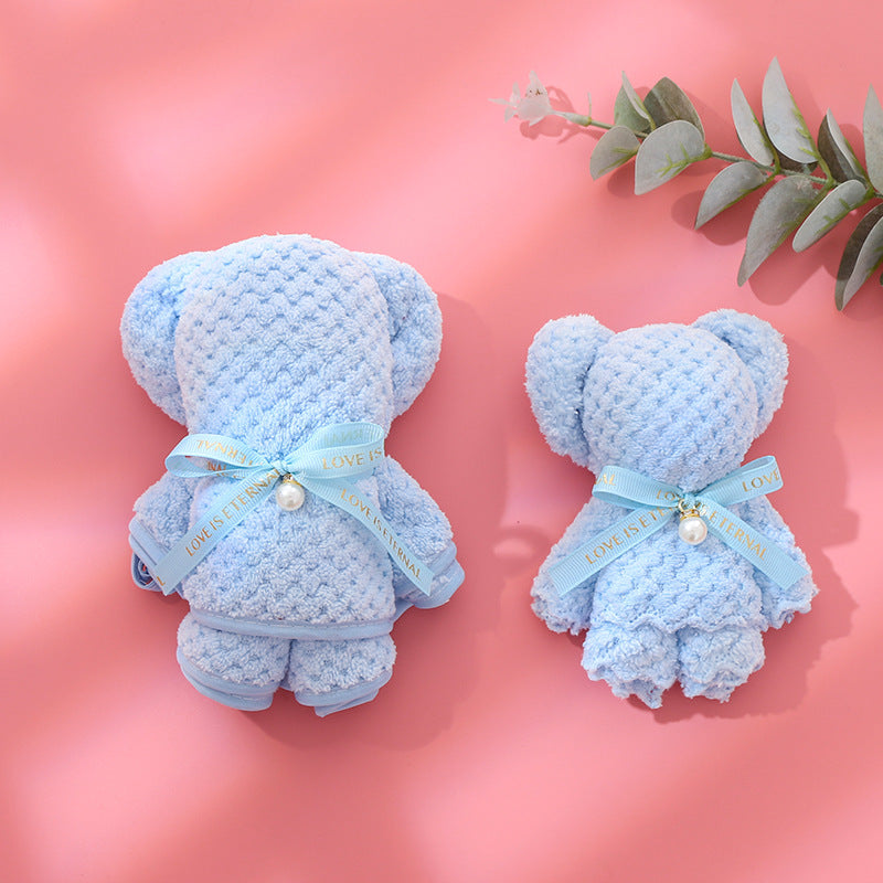 Adorable Teddy Bear Towel - Wedding Favors & Holiday/Birthday Gifts | Soft Waffle Weave