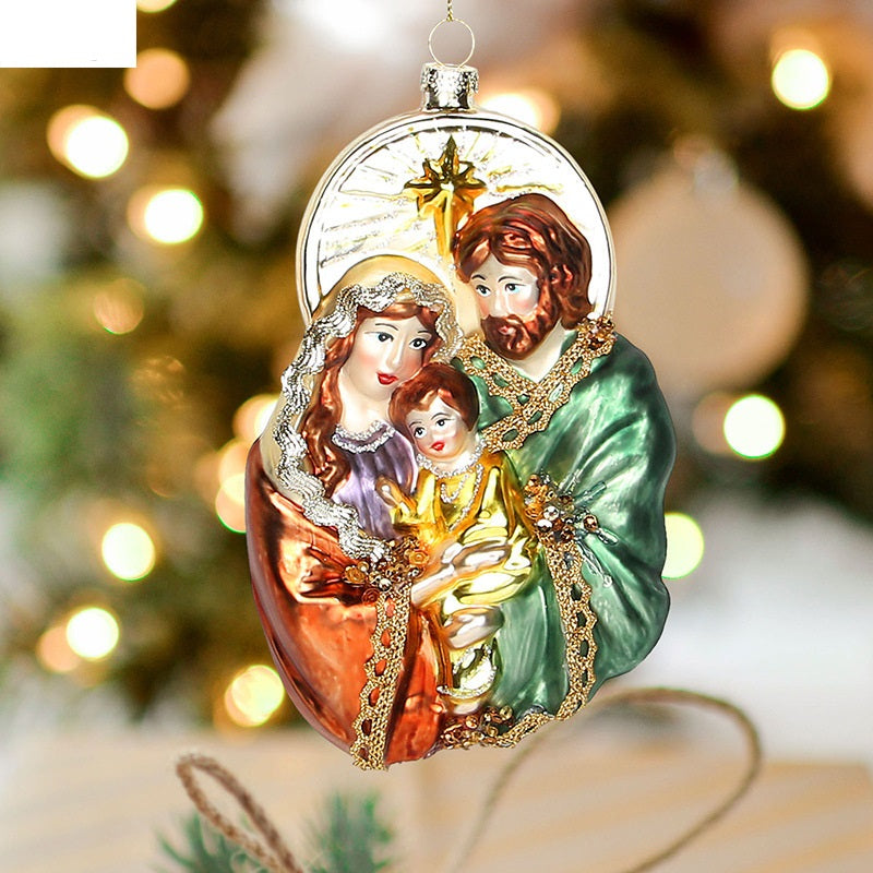 Christmas Ornament Nativity Glass Hanging Decoration for Tree, Bulk Wholesale Set