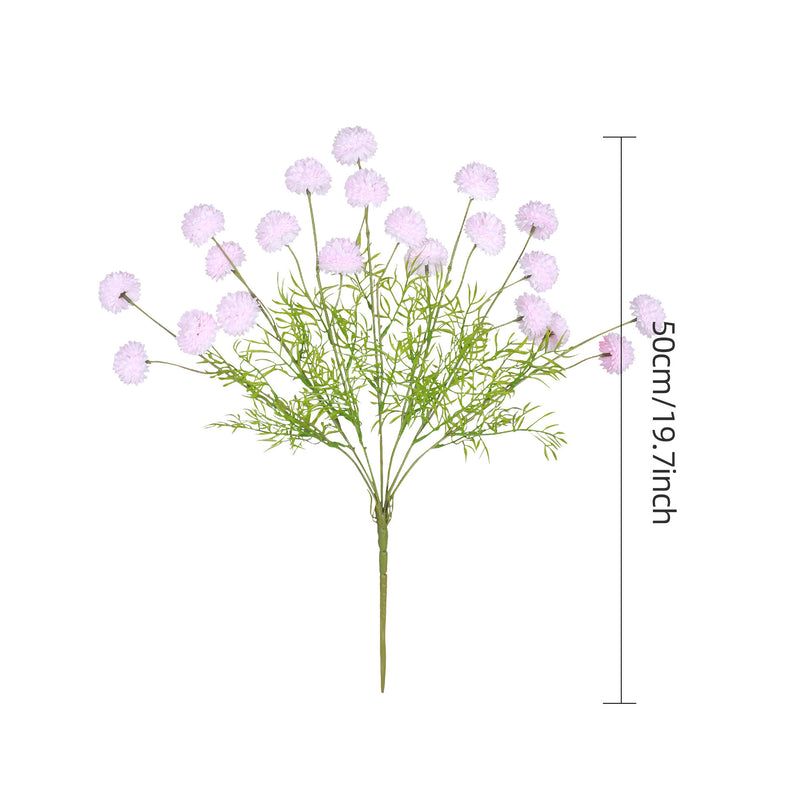 Artificial Chrysanthemum Pompon Bush with 21 Blooms, Faux Silk Flowers for Wedding, Home & Hotel Decor, Vase Not Included