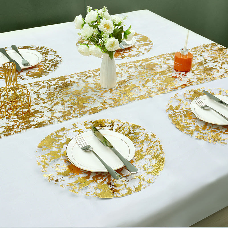 Luxury Disposable Gold Foil Round Placemats - 13" (20 Pcs) for Wedding Hotel & Dining Table Decor