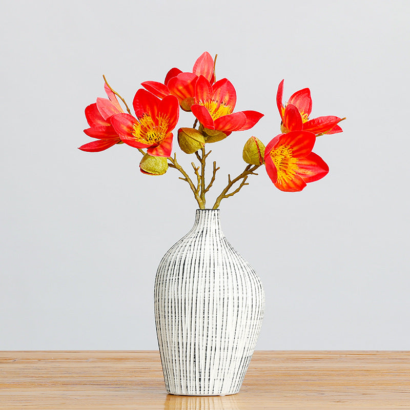 Single Stem Argentine Kapok Faux Silk Flower, 17" Tall, 4 Blooms, Perfect for Home Decor, Weddings, and Events