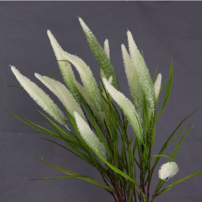 Artificial Reed Grass Bush with 3 Blooms, 40" Tall, Silk-Like Fabric, for Indoor/Outdoor Decor, Weddings, and Events