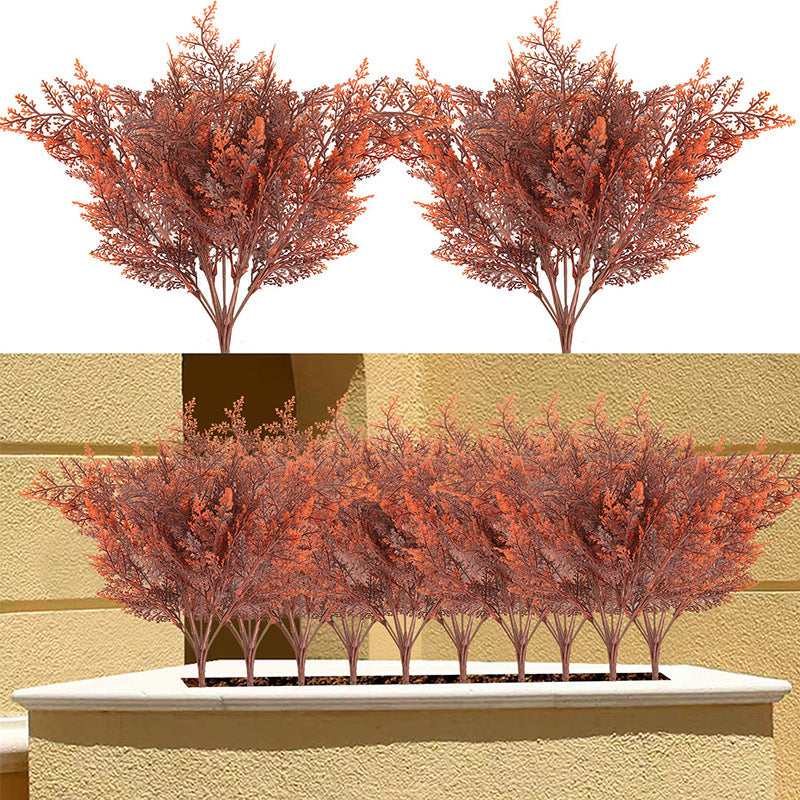 Artificial Boston Fern Bush, 7-Branch Faux Greenery Stem, Plastic PE/PVC, Indoor Outdoor, Wedding & Home Decor