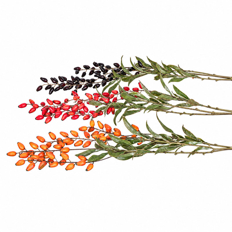 33" Artificial Goji Berry Bush, Realistic Plastic Decorative Foliage for Home, Wedding, and Event Decor