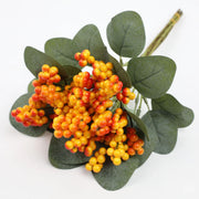 6 Pcs Artificial Holly Berry Stems with Green Leaves for Christmas Decoration