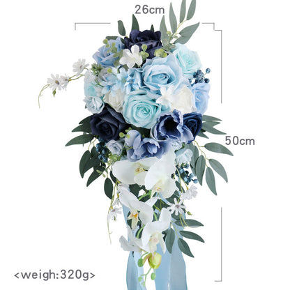 Bulk Blue Wedding Bouquets 2025 Silk Bride Bridesmaid Collections Hypoallergenic Florals Boho Beach Weddings Vintage Themes Wholesale