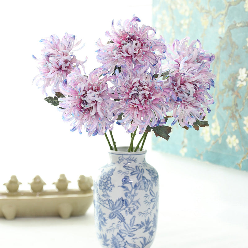 Artificial Peony Chrysanthemum Single Stem, Faux Silk Fabric Flower, Bendable Stem for Home, Holiday & Window Display