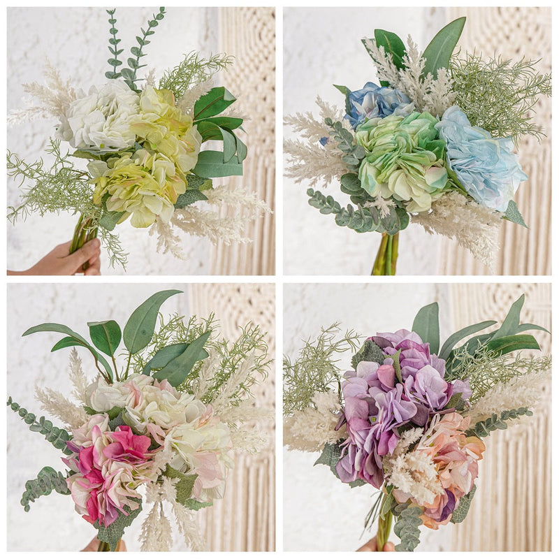 Artificial Hydrangea Flowers Bouquet 12 Inch Mixed Color Silk Bulk Arrangement 10 Pcs