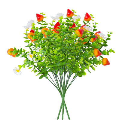 Wedding Decor Artificial Lemon Strawberry & Eucalyptus Bundle - 7 Stems per Bunch 5 Bunches per Pack 13.77" Faux Greenery for Bridal Bouquets Centerpieces