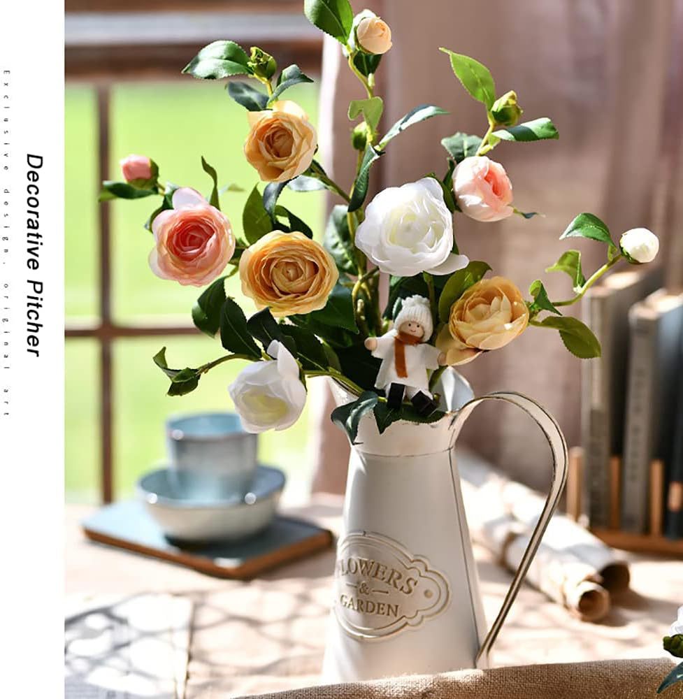 Bulk Metal Flower Vase White Shabby Chic Vintage Farmhouse Jug Vase for Home Kitchen Living Room Wholesale