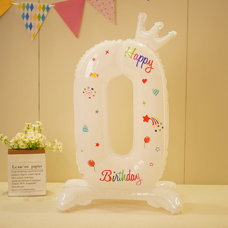 Bulk 10 pcs 42-inch White Crown Foil Number Balloons - for Birthday Party Decorations and Photo Props Wholesale