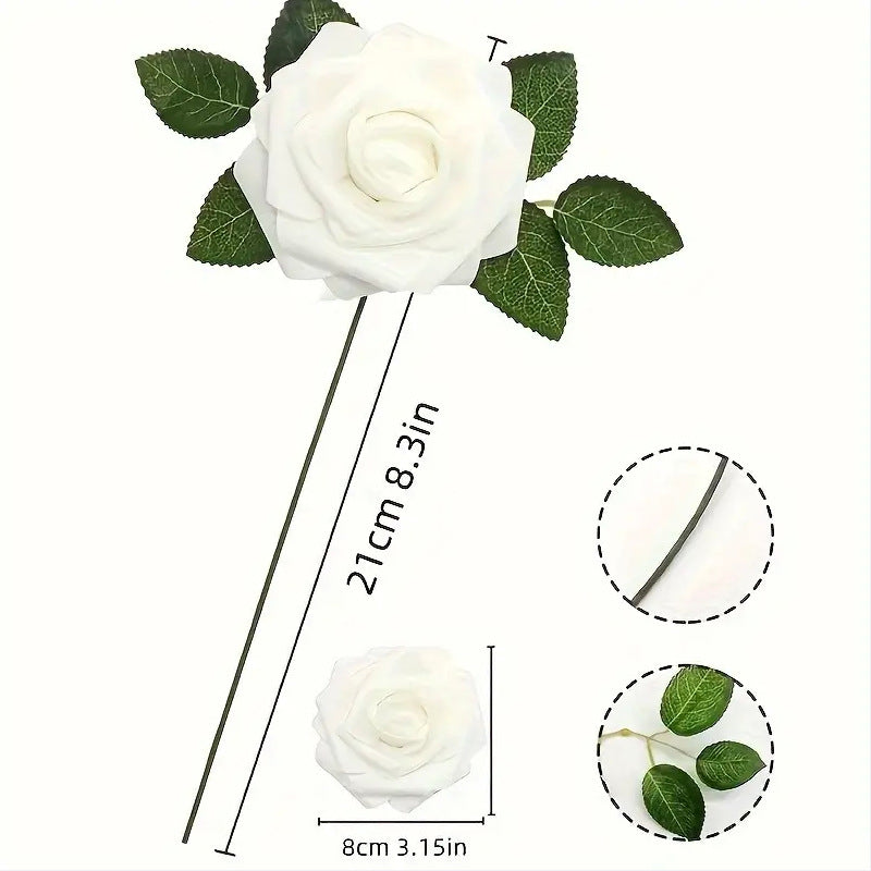 Bulk 25Pcs Ivory Roses 2025 Real Touch Foam Flowers for DIY Wedding Bouquets Bridal Shower Centerpieces Boho Party Decor Wholesale