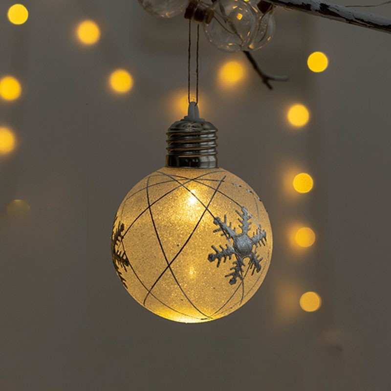 Light Up Snowflake Elf LED Christmas Ball Ornaments, 6 Pcs, Hanging Xmas Tree Decorations