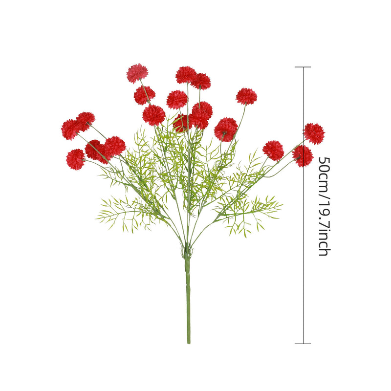 Artificial Chrysanthemum Pompon Bush with 21 Blooms, Faux Silk Flowers for Wedding, Home & Hotel Decor, Vase Not Included
