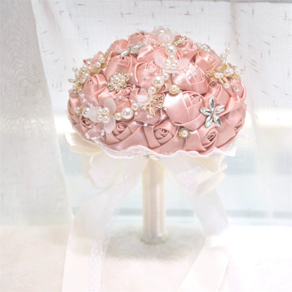 Bulk Crystal Bridal Bouquet artificial Roses Toss Bouquet Shockproof Frame Non Tarnish Rhinestones for Wedding Accessories Wholesale