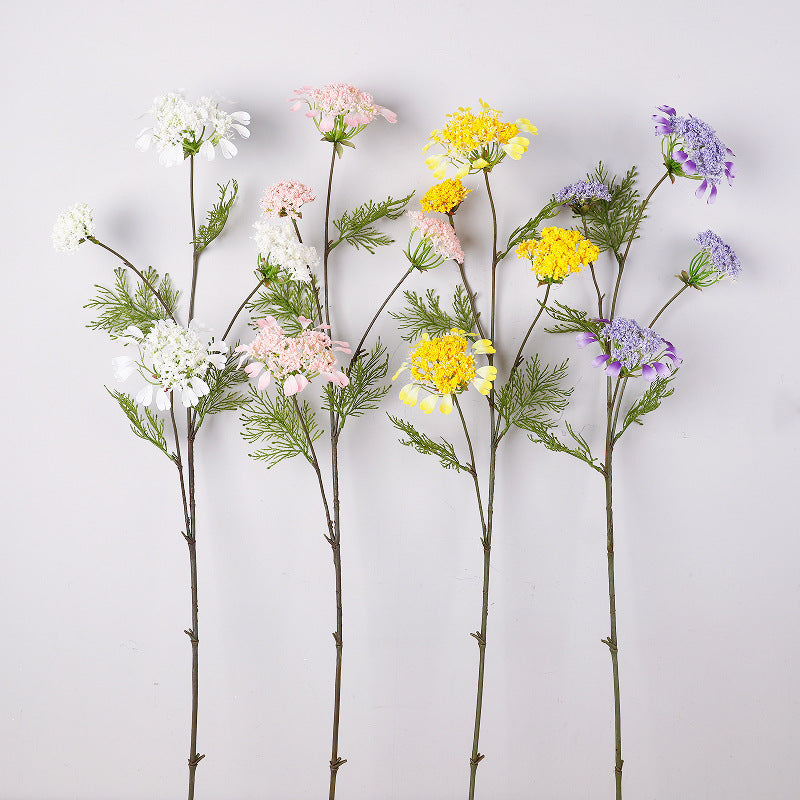 Artificial Dandelion & Snowball Flower Stem, 38" Tall Single Branch with 4 Blooms, Realistic Silk Floral for Wedding Decor, Home & Event Styling (Pink, White, Purple, Yellow)
